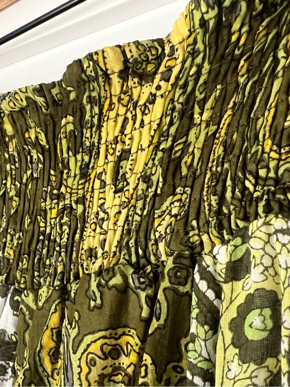 Solitaire Patchwork Print Paisley Boho Maxi Skirt Smocked Waist Size S - Picture 7 of 10